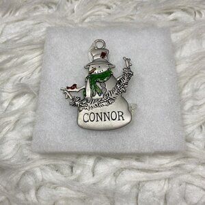 NEW Hallmark Metal Snowman Christmas Ornament Personalized Connor Silver Tone
